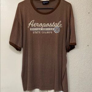 Aeropostale Brown XL State Champs Short Sleeve Tee with Relaxed Fit